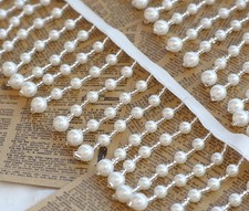 Heavy Ivory Pearl Beaded FringeTassel beaded Fringe Trim Costume Craft Ribbon