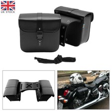 PU Leather Motorcycle Saddle Bags 2 Side Pouch Panniers Combo Pack Storage Black