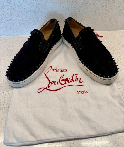Louboutin black suede studded - black,