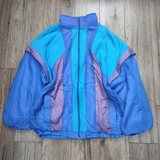 Vintage Blue Shell Ski Jacket Track Retro 80s • XXL