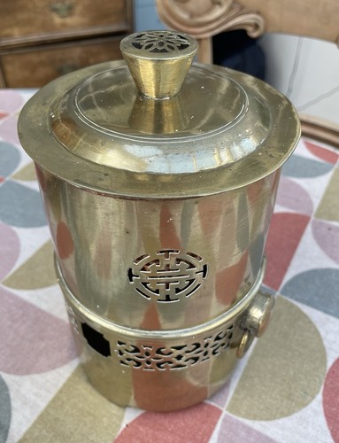 Antique lidded chinese brass - lidded,