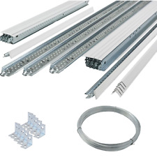 10m² Suspended Ceiling Grid System – 600x600mm White Metal Tee Bar Frame Kit