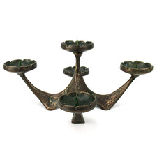 BRUTALIST Bronze Candlestick Vintage Candleholder 5 Armed 1960s Design RARE