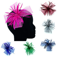 Ladies Feather Clip Fascinator Weddings Races Royal Ascot Hair Piece Fascinator