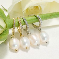 Natural Pearl Hoop Earrings