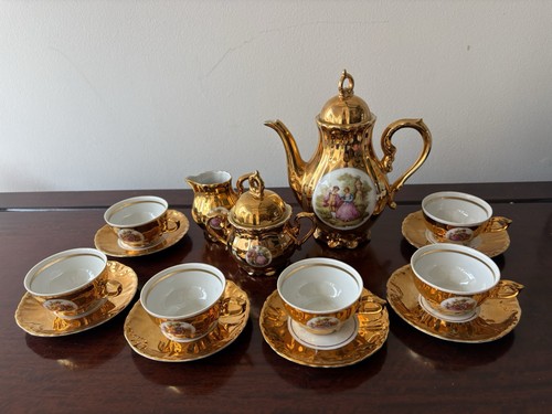 Vintage gold porcelain - tea, set