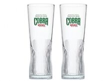 2x Cobra Indian Premium Beer One Pint 20oz Ribbed Glass Nucleated USED VGC M14