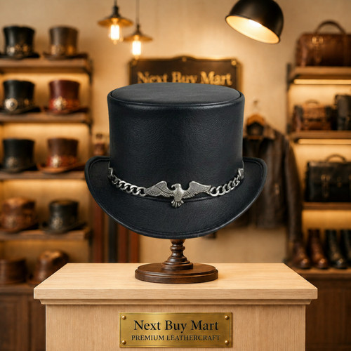 Black leather top - black, hat