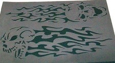 2in1 S8 A4 Fire Flame Skulls Airbrush Stencil Mask Template Textile Paint Craft 