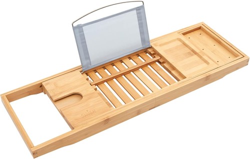 Wooden bamboo bath caddy tray - wooden,