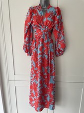 Billie Faiers Minnies Insta Girl CutOut Backless Maxi Orange/Blue Dress One Size