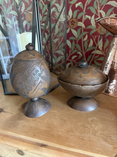 Vintage carved coconut tobacco - vintage,