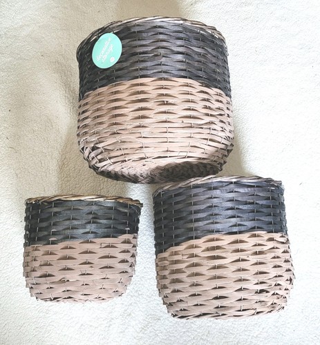 Set rustic woven wood two - 3,