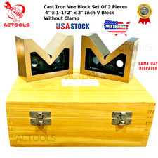 NEW Cast Iron Vee Block Set  2 Pcs 4" x 1-1/2" x 3" Inch V Block Without Clamp