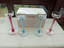 Set of 4 Langham Glass Candlesticks Signed by Paul Miller c/w Original Box 18cm