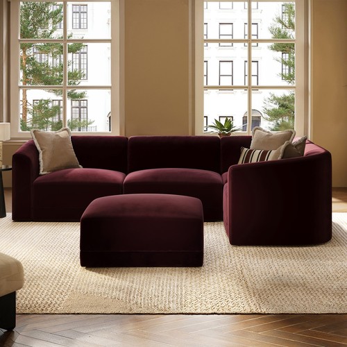 Large burgundy velvet curved - burgundy,