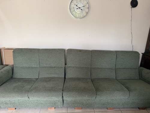 Customised green fabric sofa - fabric,