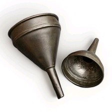 2x Vintage Metal Funnels Old