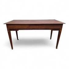 Antique mahogany console table - long inlaid side table - converted piano base