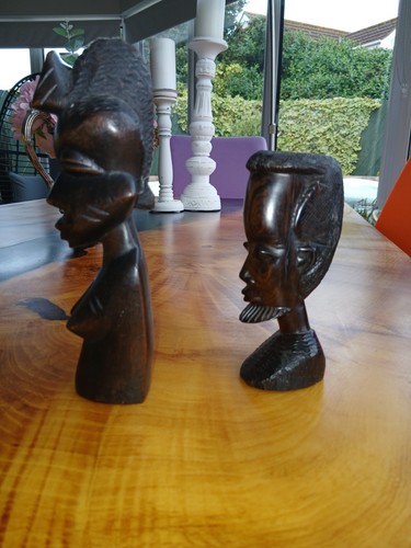 Pair vintage hand carved - pair, 7"