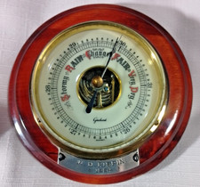 Vintage GISCHARD GERMAN aneroid Barometer - very nice mini - turned wooden base.