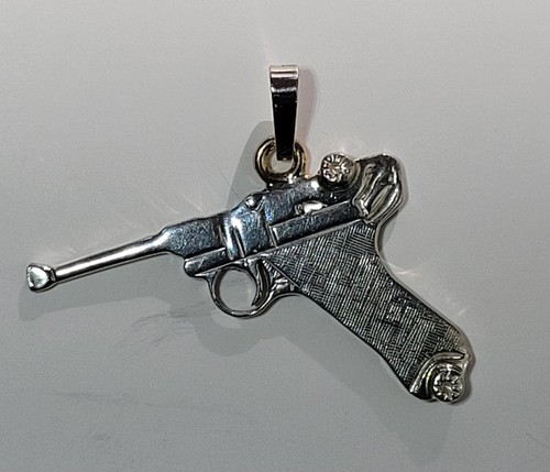 Sterling silver gun charm - silver,