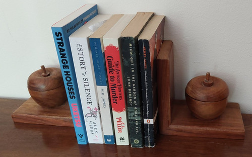 Vintage wooden apple bookends - vintage,