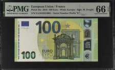 GEM UNC 100 Euro France 2019 Draghi Pick 24e E003D4 PMG 66EPQ Prefix E