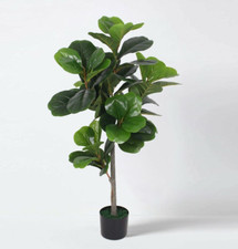 Lush 120cm Artificial Fiddle Fig Tree Fake Potted Plant with Real Wooden Trunk
