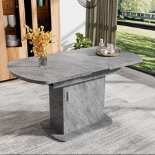 Extendable Dining Table 110-130cm Oval Kitchen Table with Storage function Grey