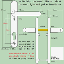 White Door Handles for uPVC sprung 220mm lever replacement set 92pz front patio