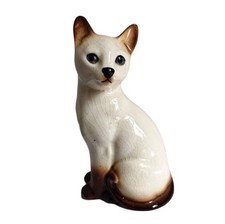 Vintage Kingston Pottery Siamese Cat Figurine Crackle Glaze England Decor