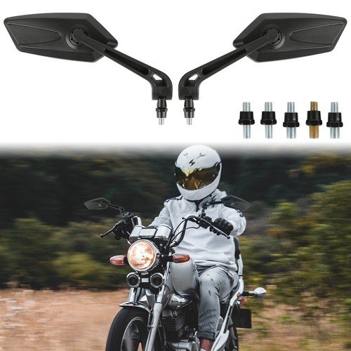 Black motorcycle side rearview - black,