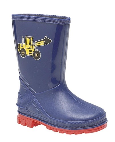 Kids blue digger wellies - blue,