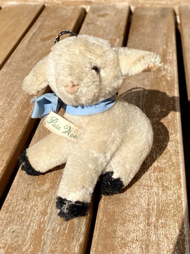 Vintage miniature wool lamb - vintage,
