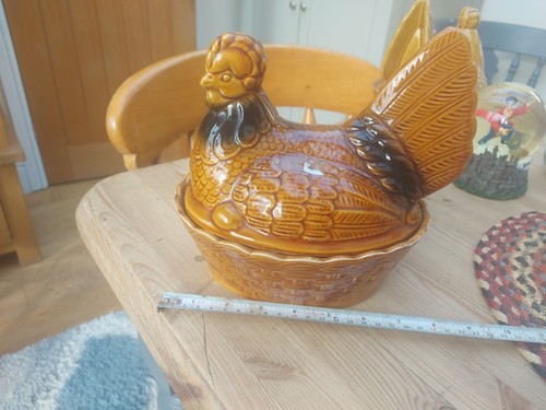 Ceramic light brown retro hen - ceramic,