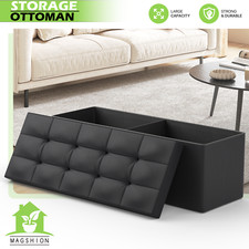 43" Black Storage Ottoman