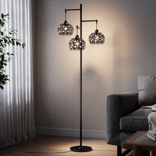 Vintage crystal floor lamp - vintage,