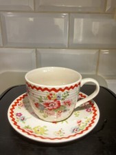 Cath Kidston Cranham Rose Red Tea Cup And Saucer  Ex Display