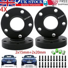2x15mm 2x20mm Black Wheel Spacers, Radius Bolts + Locks Audi VW 5x100/112 66.6