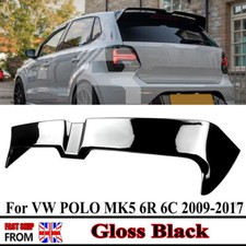 FOR 2009-2017 VW POLO MK5 6R 6C OTG STYLE REAR ROOF BOOT SPOILER LIP GLOSS BLACK