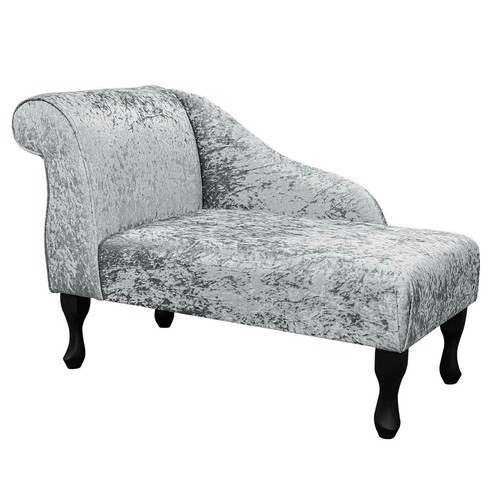 Crushed silver velvet chaise - velvet,