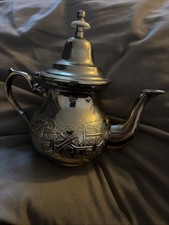 Antique Moroccan Silver Plated Teapot Marked Touzani Mohamed