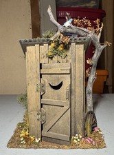 Miniature Fairy Garden or Dollhouse Wooden Outhouse Bathroom Fall Autumn 8"