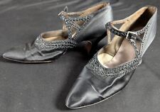 Antique / Vintage Fashion 1920s Black Silk Beaded Flapper Shoes