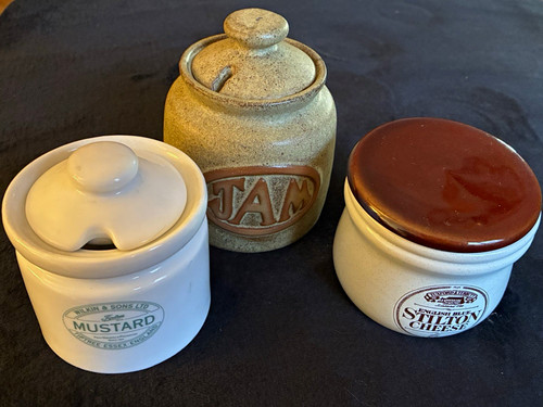 Vintage ceramic lidded jars - ceramic, x3