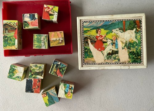 Vintage wooden toy block - wooden,