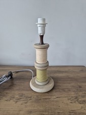 Next Bobbin Cotton Reel Rope Table Lamp Wooden Shabby Chic Rustic Cottagecore