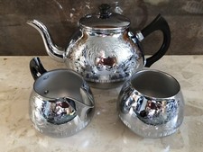 Vintage Swan Brand Cromalin Tea Pot Set The Carlton Bakelite Handles