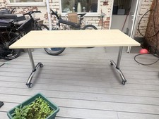 Kusch Co Boardroom Table Office Desk Foldable Mobile Flip top Light Wood 160cm